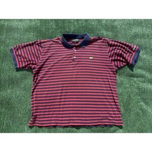 Masters Collection Mens Size XL Golf Polo Red/Navy Stripe Shirt